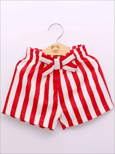 Spring Outfits For Girls | Ruffle Bib Top & Candy Stripe Shorts Set