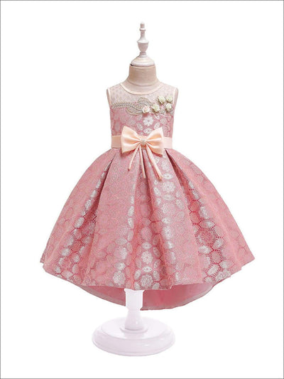 Girls Lacey Holiday Party Dress - Pink / 3T - Girls Fall Dressy Dresses