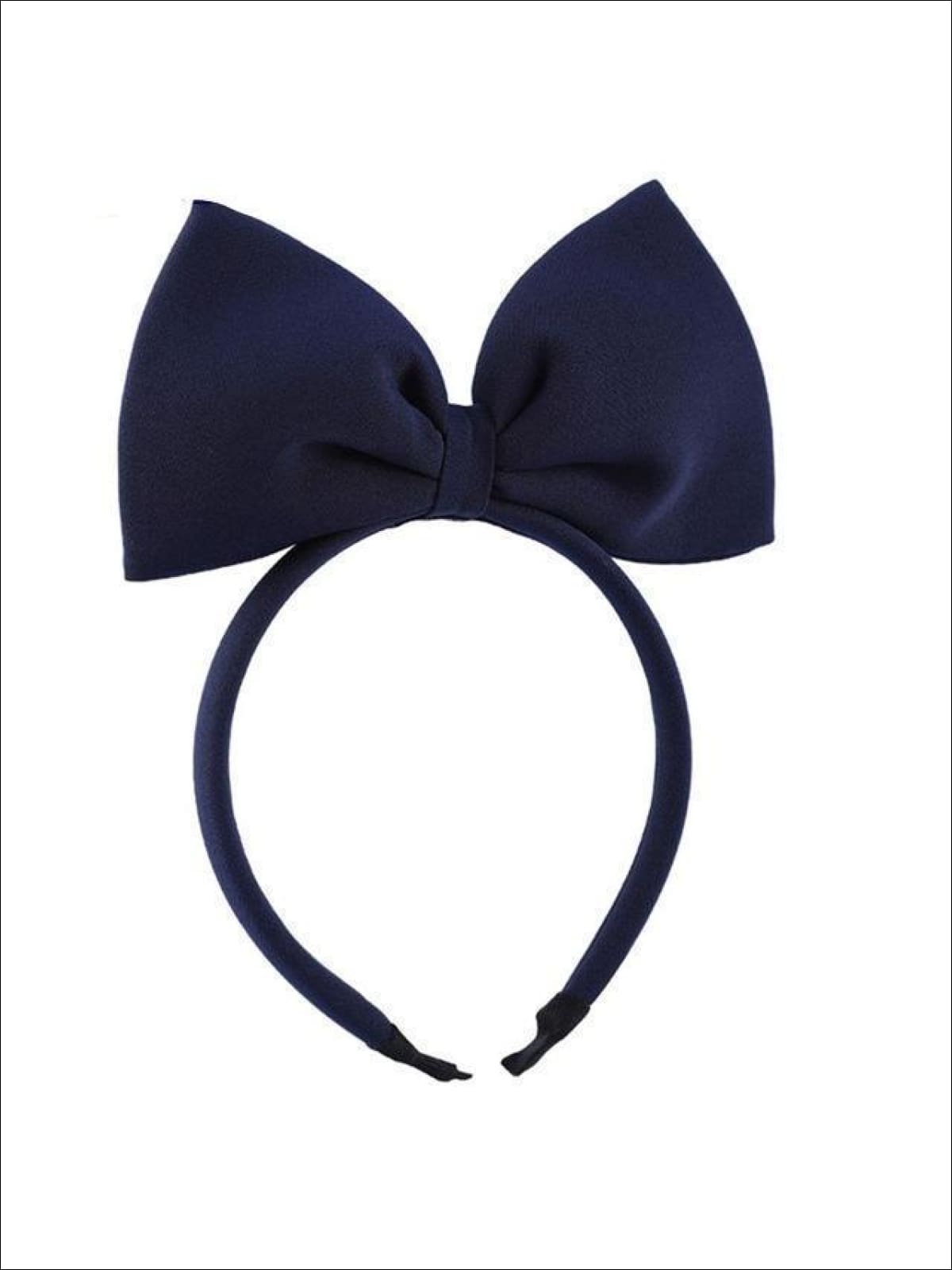 Girls Large Hair Bow Headband - navy blue - Hair Accessories
