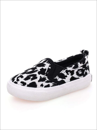 Girls Leopard Print Slip-On Sneakers - White / 1 - Girls Loafers