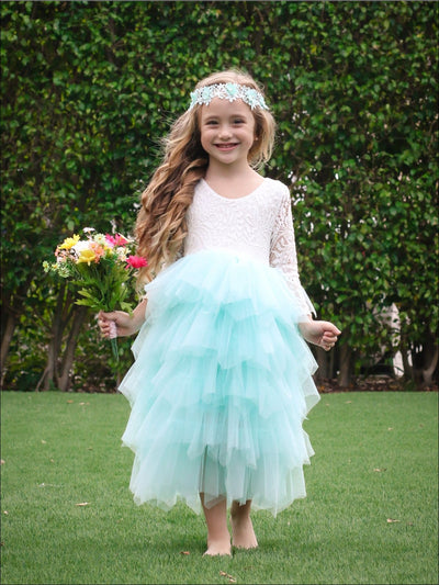 Girls Party Dresses | Lace Bodice Cascading Tulle Holiday Dress – Mia ...