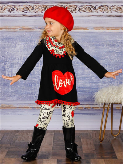 Kids Valentine's Clothes | Girls Heart Tunic, Scarf & Legging Set