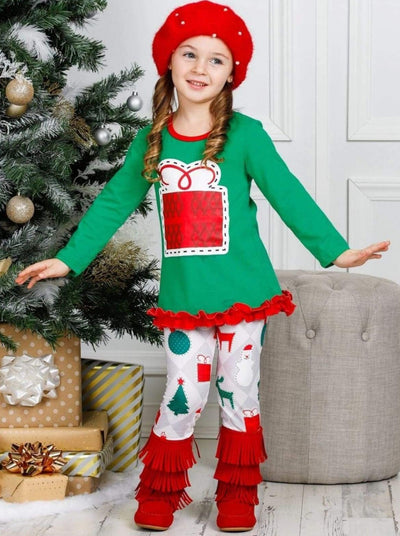 Cute Winter Sets | Girls Christmas Gift Tunic And Printed Legging Set ...