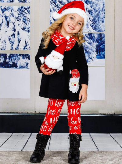 Toddler Christmas Clothes | Girls Santa Tunic, Scarf & Legging Set