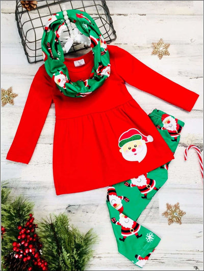 Girls Winter Casual Sets | Santa Claus Tunic, Scarf, & Legging Set