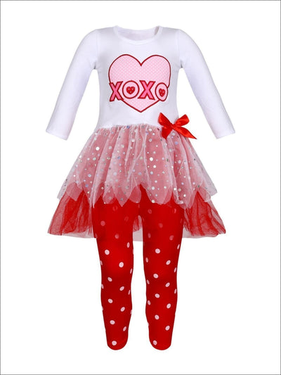 Girls Valentine's Clothes | XOXO Tutu Tunic & Polka Dot Leggings Set