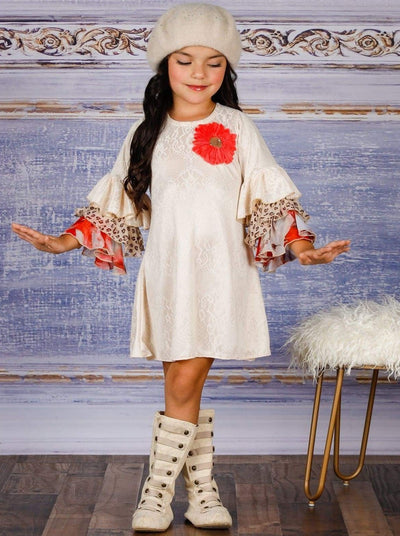 Winter Dressy Dresses | Girls Embroidered Tiered Tulle Sleeve Dress 