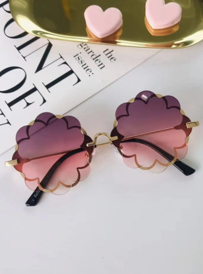 Girls Luxury Flower Frame Round Sunglasses - Purple - Girls Accessories
