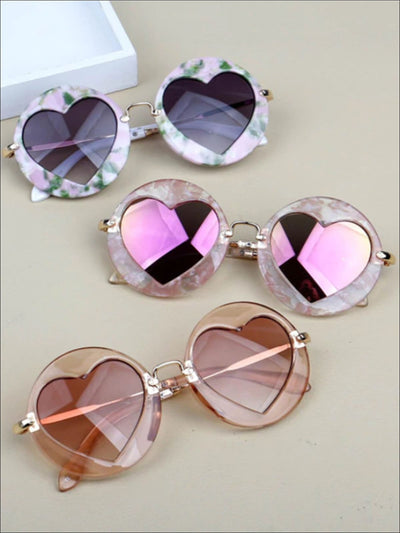 Girls Luxury Heart Shaped Marble Framed Sunglasses - Girls Accessories