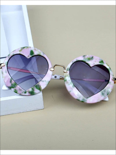 Girls Luxury Heart Shaped Marble Framed Sunglasses - Multicolor - Girls Accessories