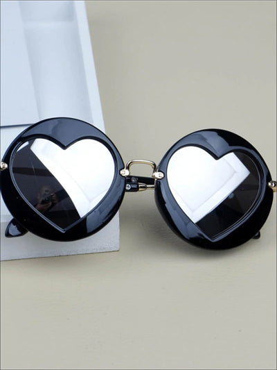 Girls Luxury Heart Shaped Marble Framed Sunglasses - Silver - Girls Accessories