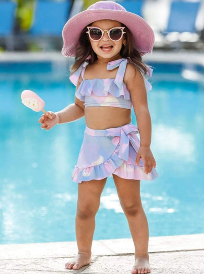 Toddlers Mermaid Swimsuits | Tie-Dye Wrap Skirt Two Piece Swimsuit
