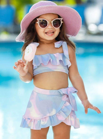 Toddlers Mermaid Swimsuits | Tie-Dye Wrap Skirt Two Piece Swimsuit