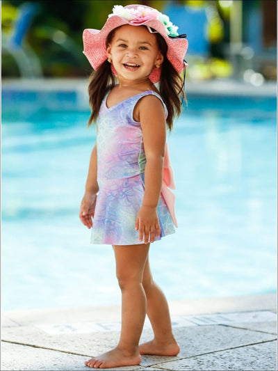 Little Girls Swimwear | Toddler Mermaid Skirted One Piece Swimsuit