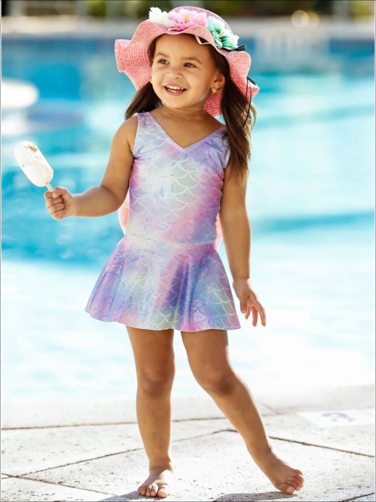 Little Girls Swimwear | Toddler Mermaid Skirted One Piece Swimsuit