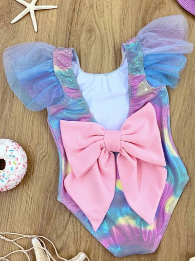 Little Girls Swimwear | Toddler Metallic Rainbow One Piece Swimsuit