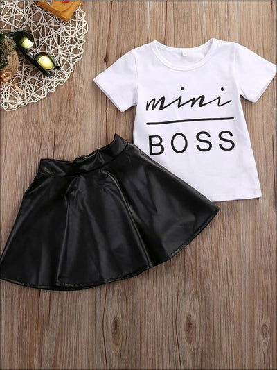 Cute Toddler Outfit | Mini Boss Tee & Skirt Set - Mia Belle Girls
