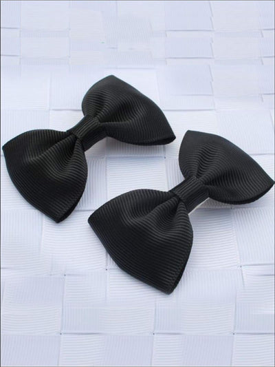 Girls Mini Bow Tie Hair Clips ( Multiple Color Options) - black - Hair Accessories