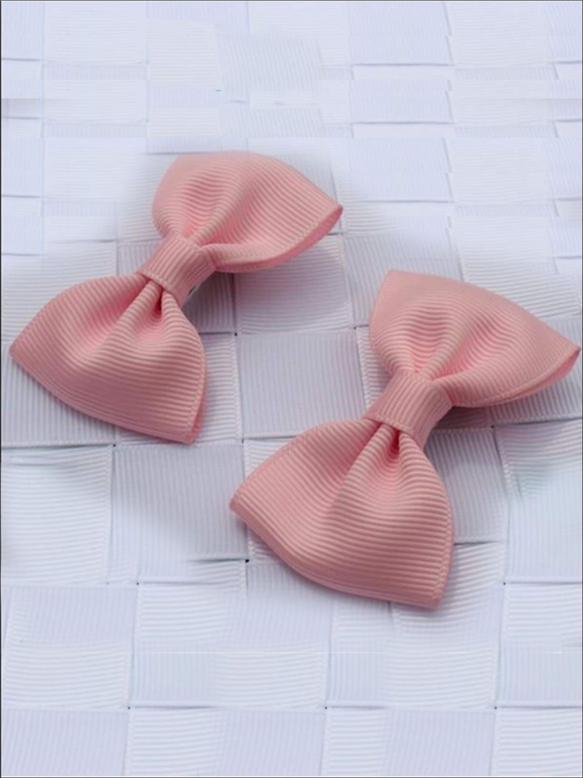 Girls Mini Bow Tie Hair Clips ( Multiple Color Options) - Blush - Hair Accessories