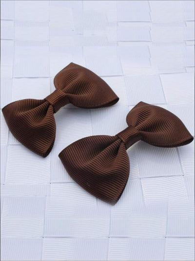 Girls Mini Bow Tie Hair Clips ( Multiple Color Options) - brown - Hair Accessories