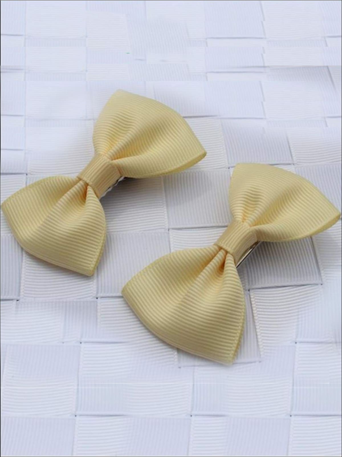Girls Mini Bow Tie Hair Clips ( Multiple Color Options) - cream - Hair Accessories