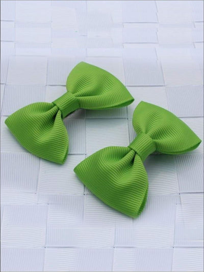Girls Mini Bow Tie Hair Clips ( Multiple Color Options) - Green - Hair Accessories