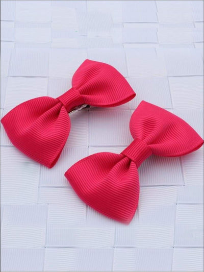 Girls Mini Bow Tie Hair Clips ( Multiple Color Options) - Hot Pink - Hair Accessories