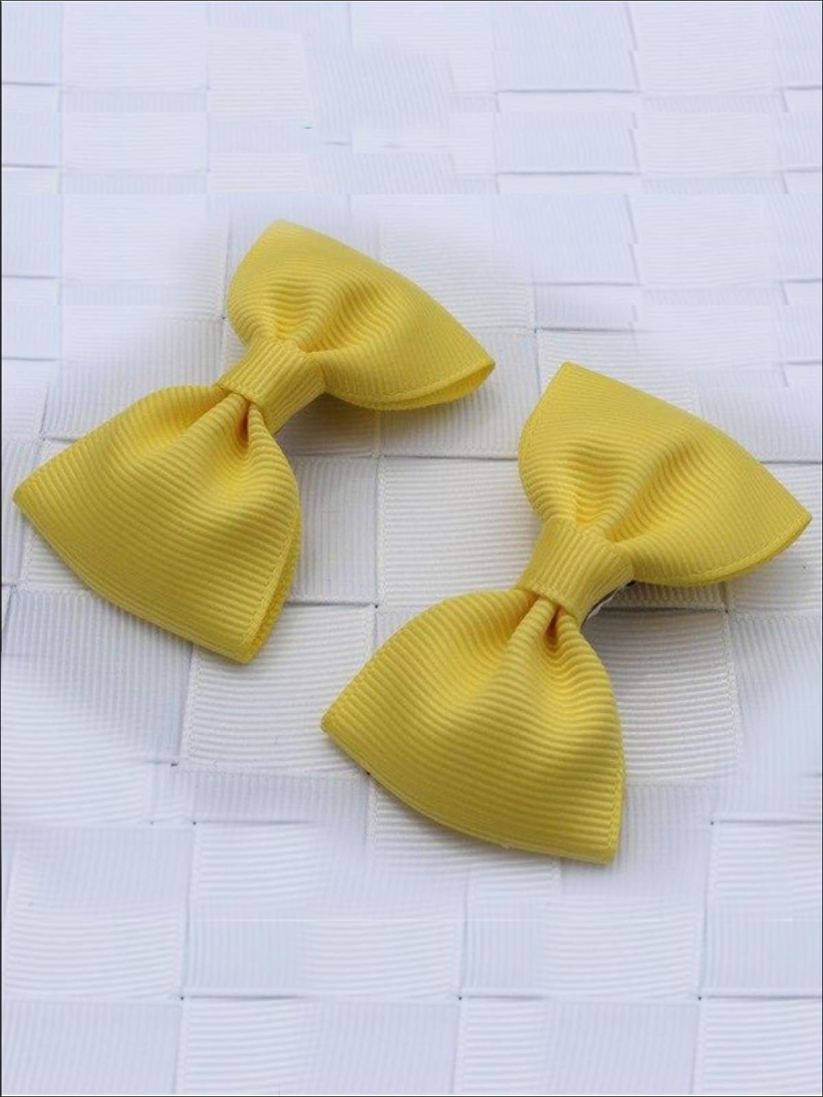 Girls Mini Bow Tie Hair Clips ( Multiple Color Options) - lemon - Hair Accessories