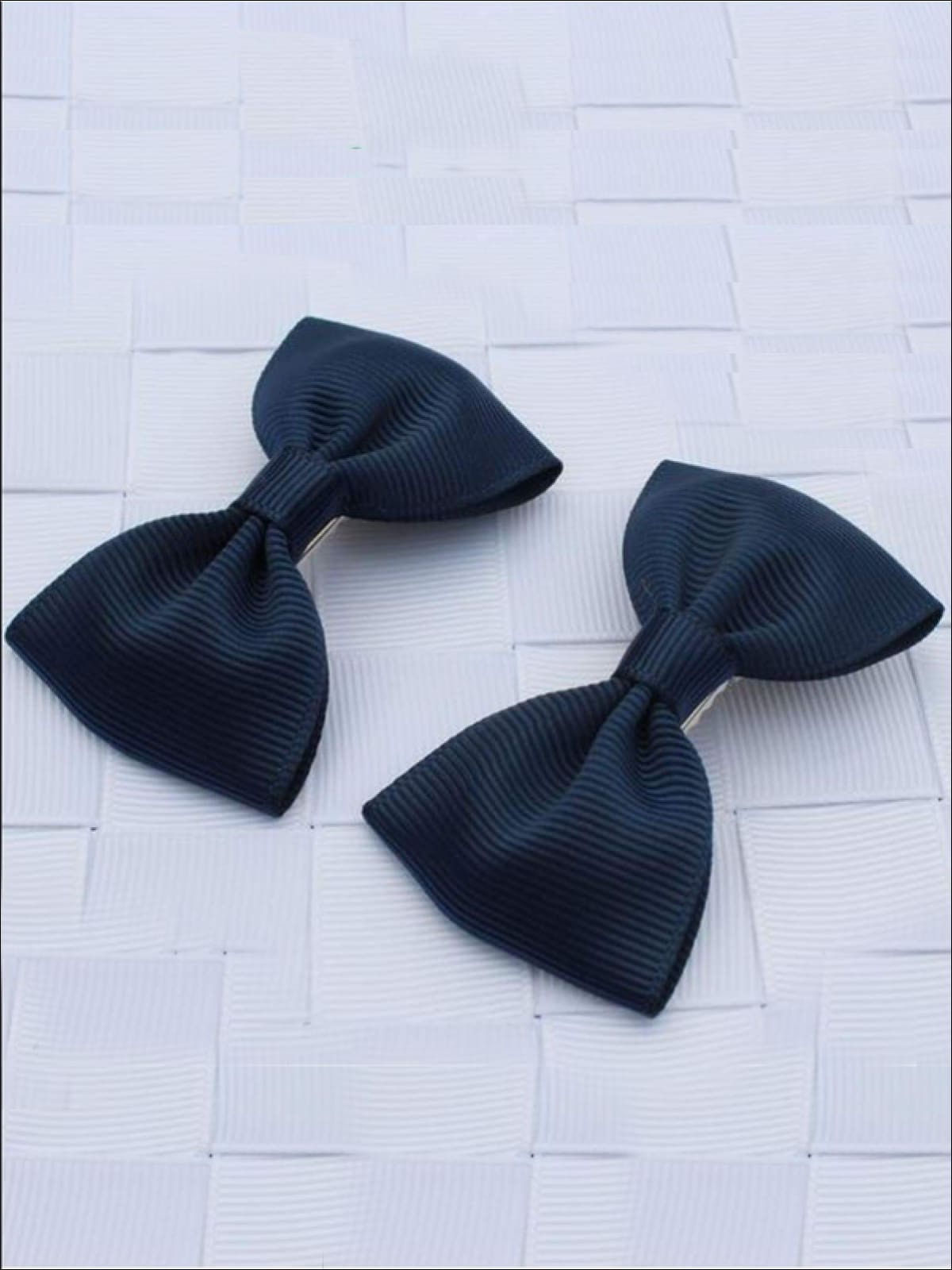 Girls Mini Bow Tie Hair Clips ( Multiple Color Options) - Navy - Hair Accessories
