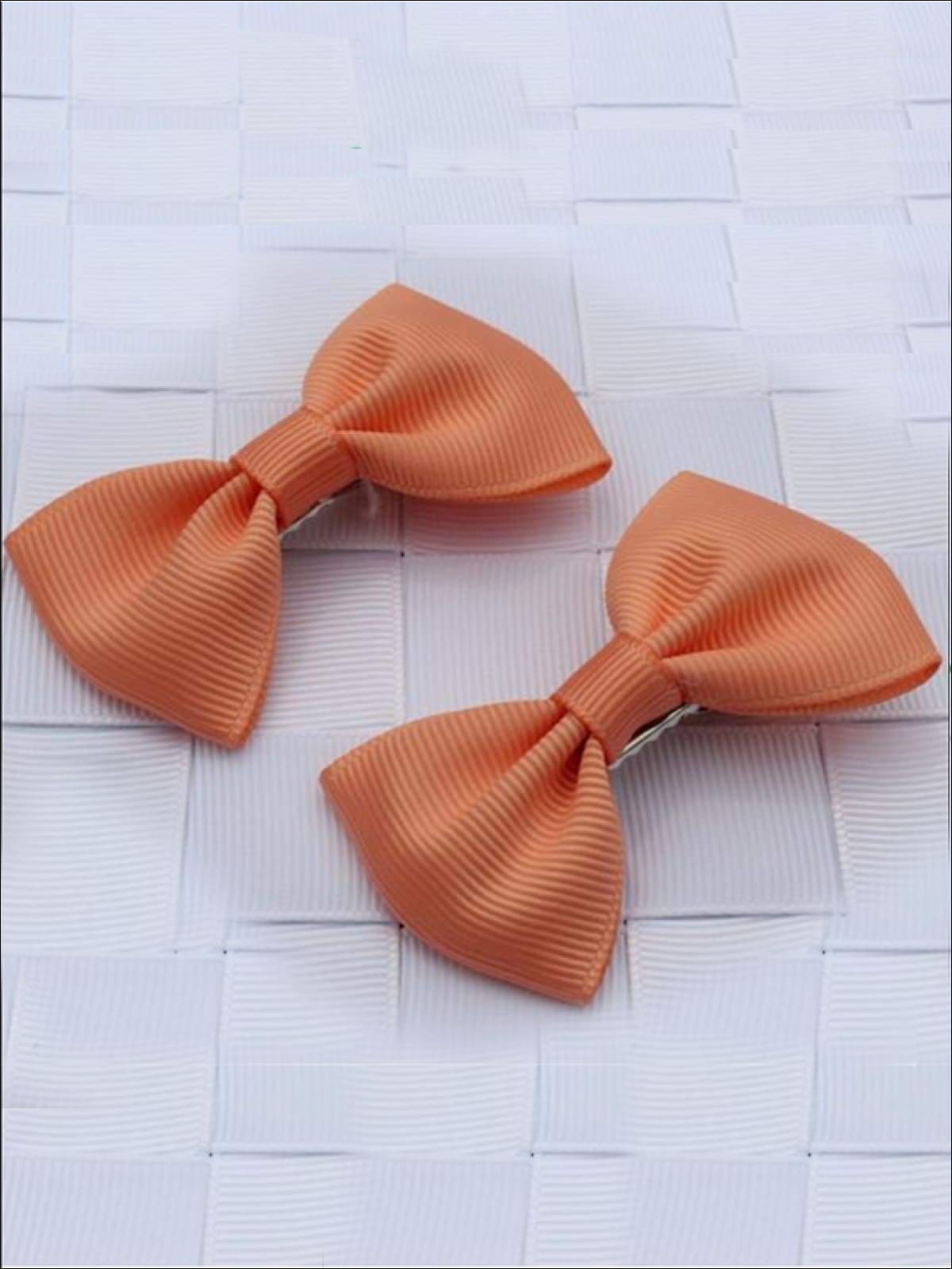 Girls Mini Bow Tie Hair Clips ( Multiple Color Options) - peach - Hair Accessories