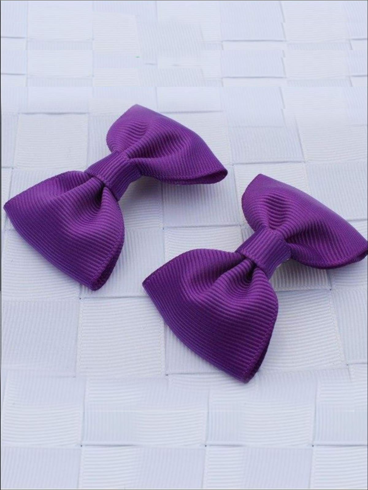 Girls Mini Bow Tie Hair Clips ( Multiple Color Options) - purple - Hair Accessories