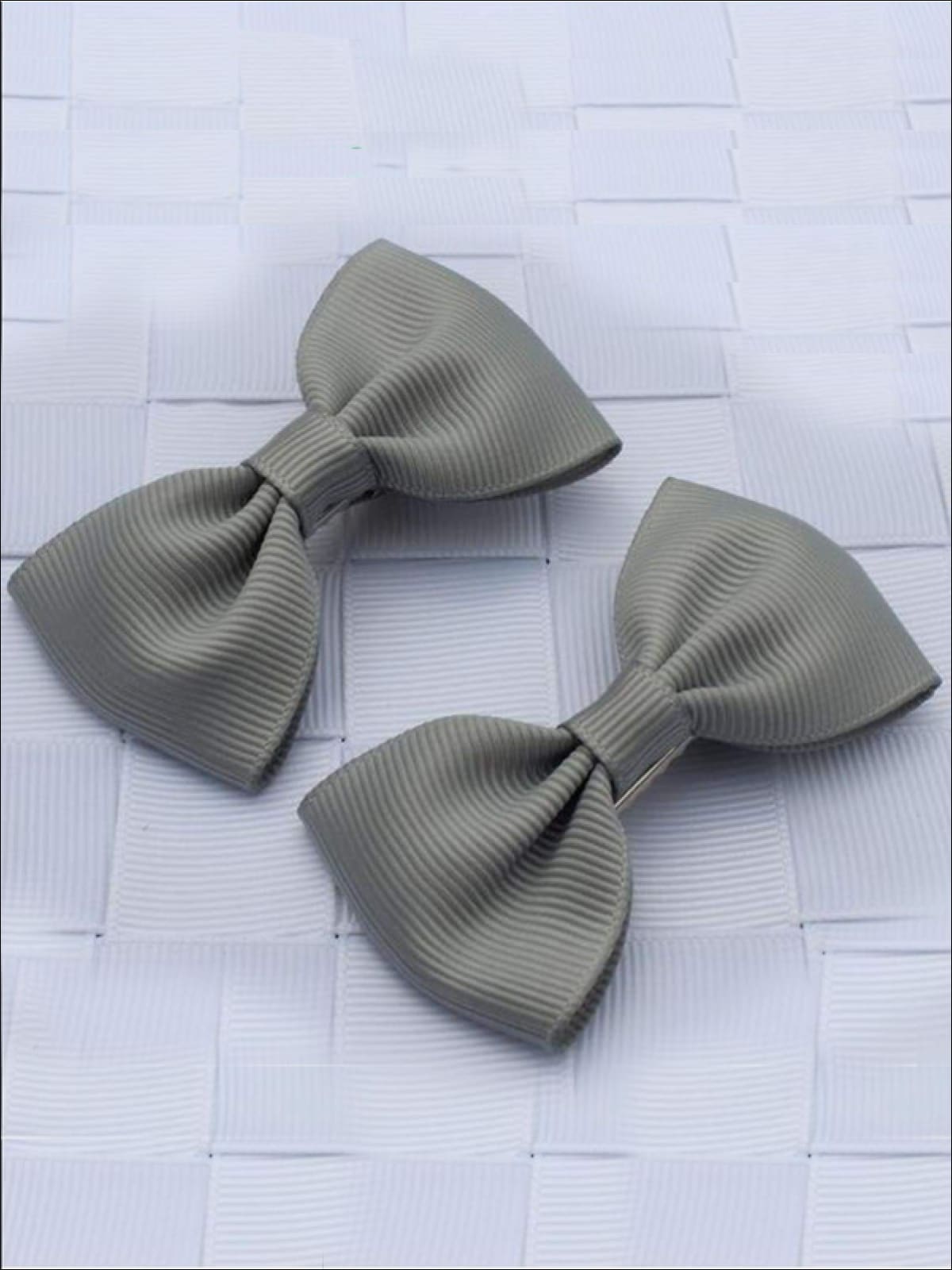 Girls Mini Bow Tie Hair Clips ( Multiple Color Options) - Silver - Hair Accessories
