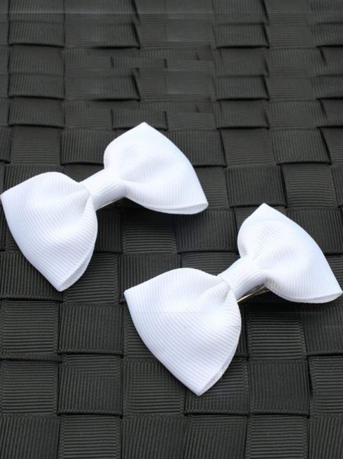 Girls Mini Bow Tie Hair Clips ( Multiple Color Options) - white - Hair Accessories