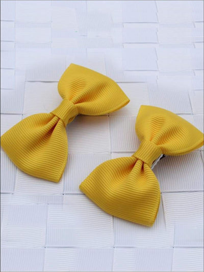 Girls Mini Bow Tie Hair Clips ( Multiple Color Options) - yellow - Hair Accessories