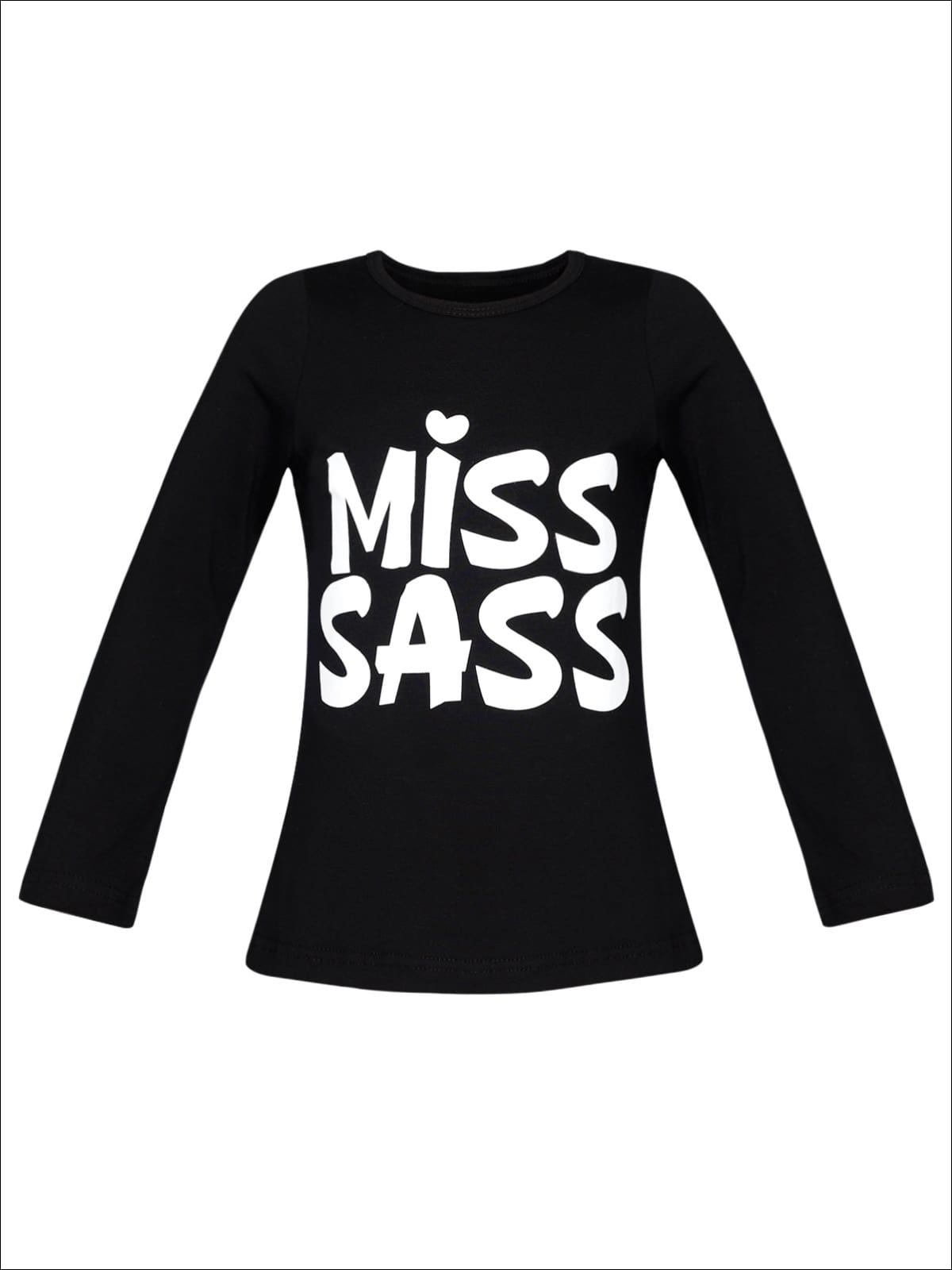 Girls Miss Sass Long Sleeve Graphic Statement Top - Black / 2T/3T - Girls Fall Top
