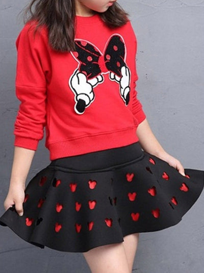 Minnie Maven Sweater & Cut-Out Heart Skirt Set - Mia Belle Girls