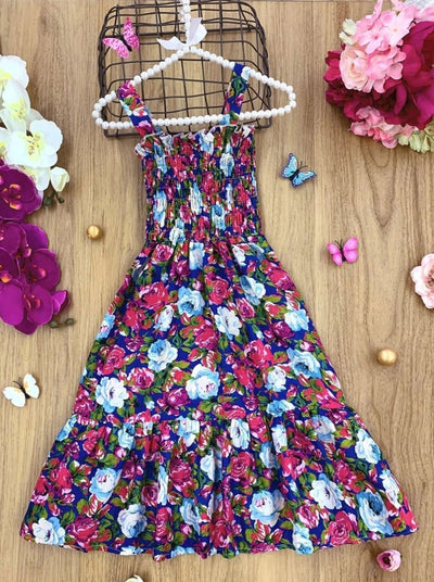 Girls Multi Color Floral Flowy Dress - Girls Spring Casual Dress