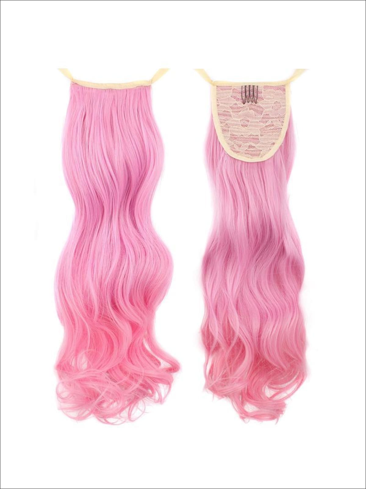 Kids Halloween Wigs | Pink Ponytail Hair Extension - Mia Belle Girls