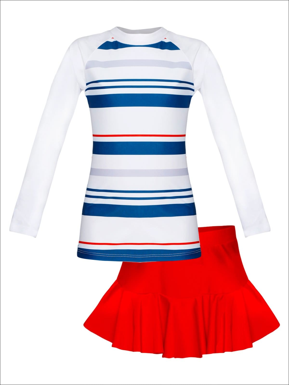 Little Girls Swimwear | Toddler Two Piece Striped Rash Guard Swimsuit