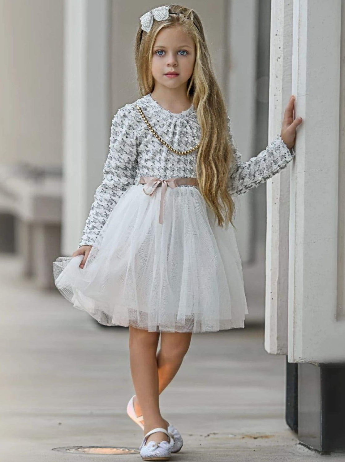 Winter Dressy Dresses | Girls Pearl Tweed Houndstooth Tutu Dress