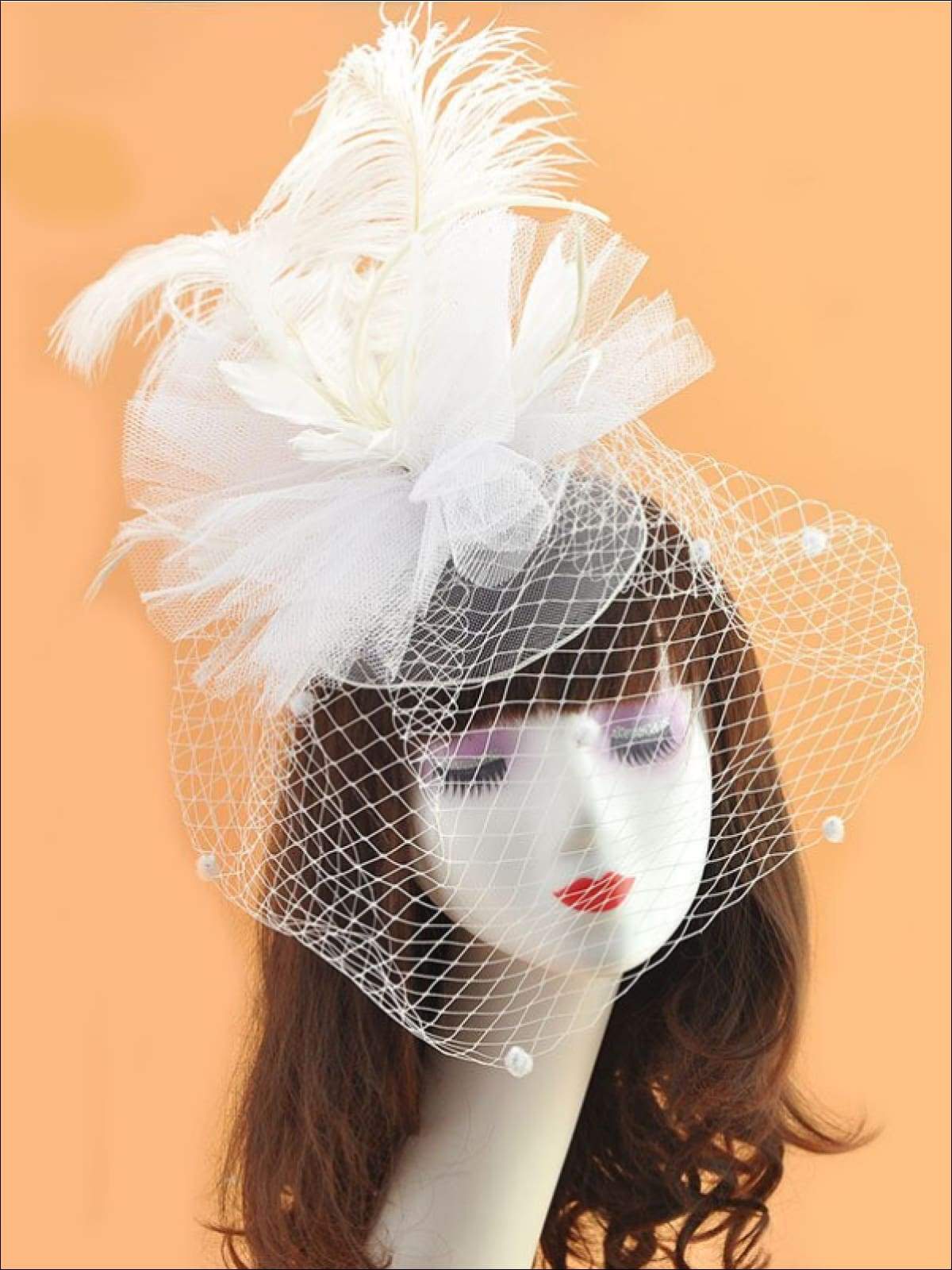 Girls Ostrich Feather Fascinator Headpiece- Girls Halloween Accessories