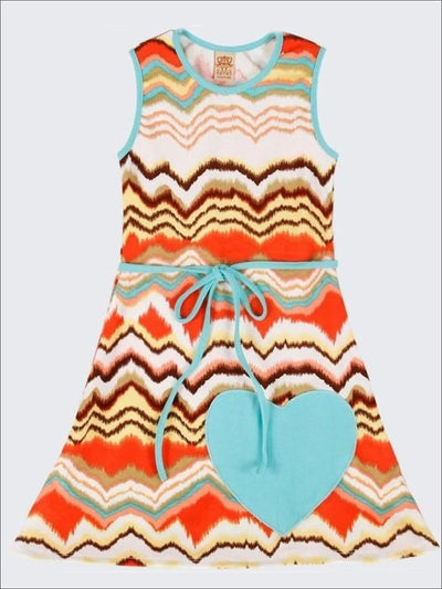 Girls Papaya/Mint A-Line Dress - Papaya/Mint / 2T/3T - Girls Spring Casual Dress