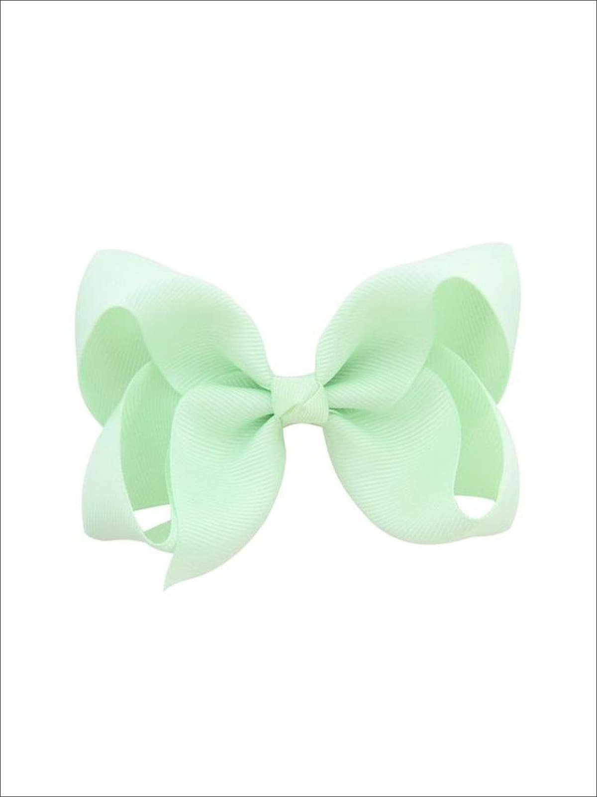 Girls Pastel Color Hair Bow Clip - Green / 3inch - Hair Accessories