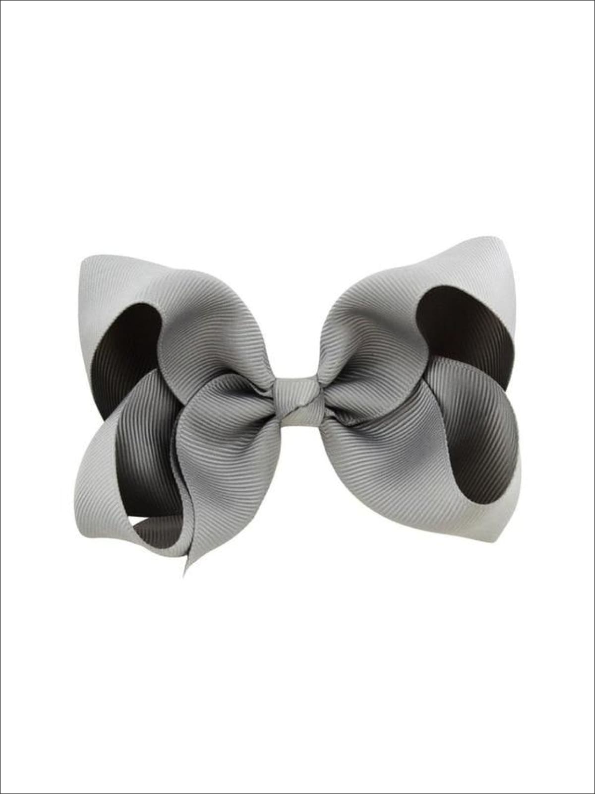 Girls Pastel Color Hair Bow Clip - Grey / 3inch - Hair Accessories