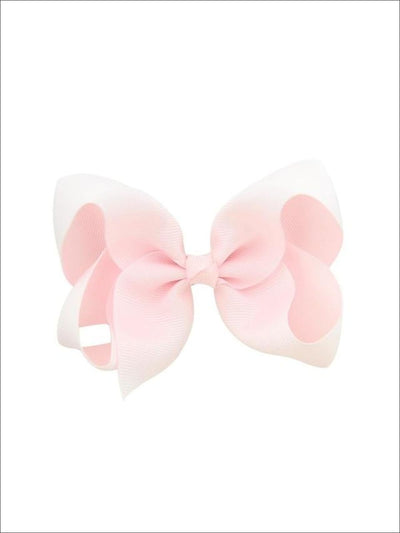 Girls Pastel Color Hair Bow Clip - Pink / 3inch - Hair Accessories