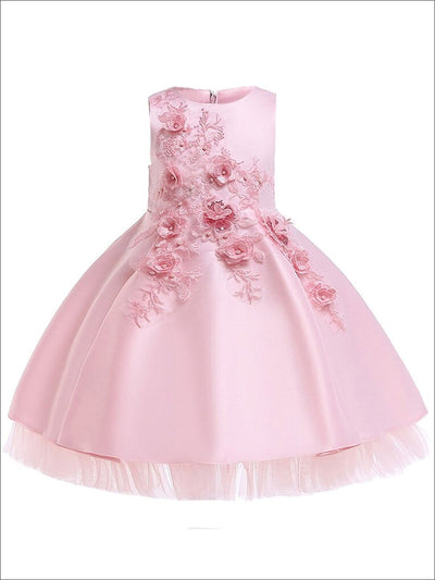 Girls Special Occasion Dress | Pearl Flower Embellished Party Dress