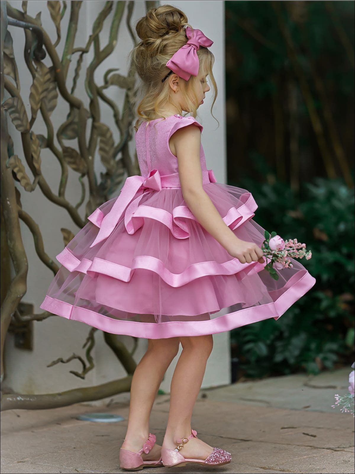 Girls Pearl Embellished Twirly Tutu Dress - Girls Spring Dressy Dress