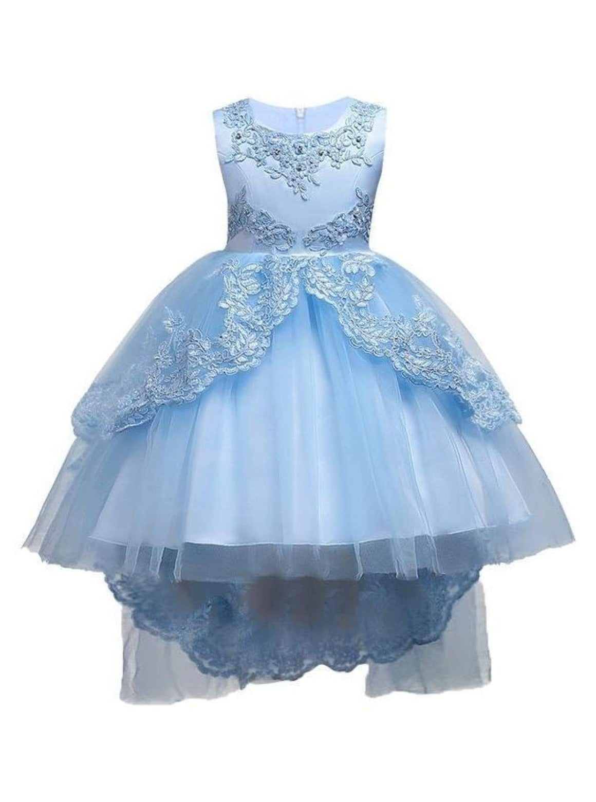 Spring Party Dresses | Girls Pearl Embroidered Hi-Lo Princess Dress ...