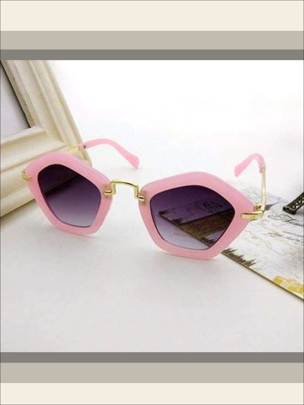 Girls Pentagon Sunglasses - pink / One - Sunglasses