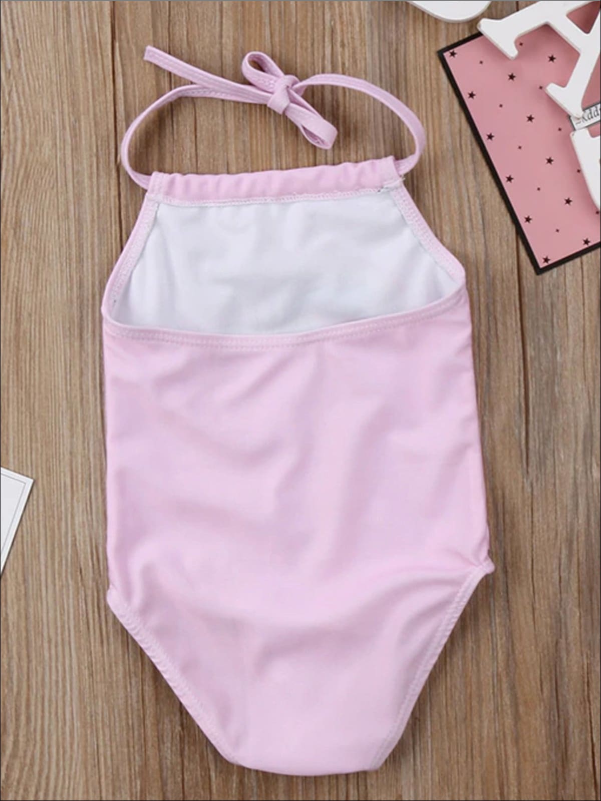 Toddler Swimwear | Little Girls Pink Halter Unicorn One Piece Swimsuit